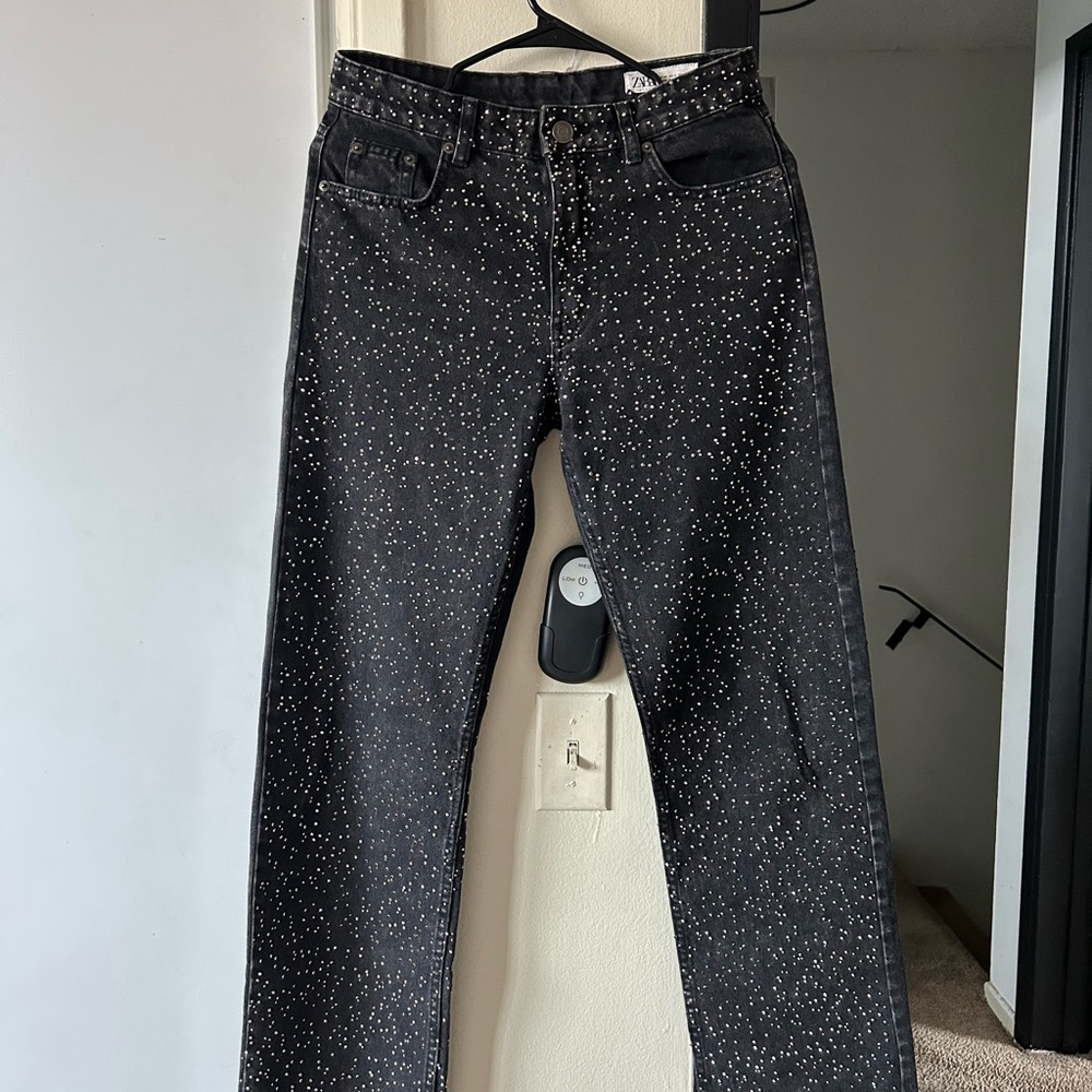 Stylish Black and White Speckled Women's Jeans